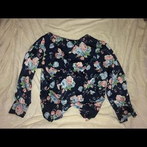 Floral cropped top with tie in the back
